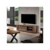 Meuble TV 2 Portes 2 niches Bois Tropical - Peyton - L 151 x l 50 x H 48 cm - Neuf