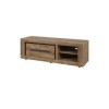 Meuble TV 2 Portes 2 niches Bois Tropical - Peyton - L 151 x l 50 x H 48 cm - Neuf