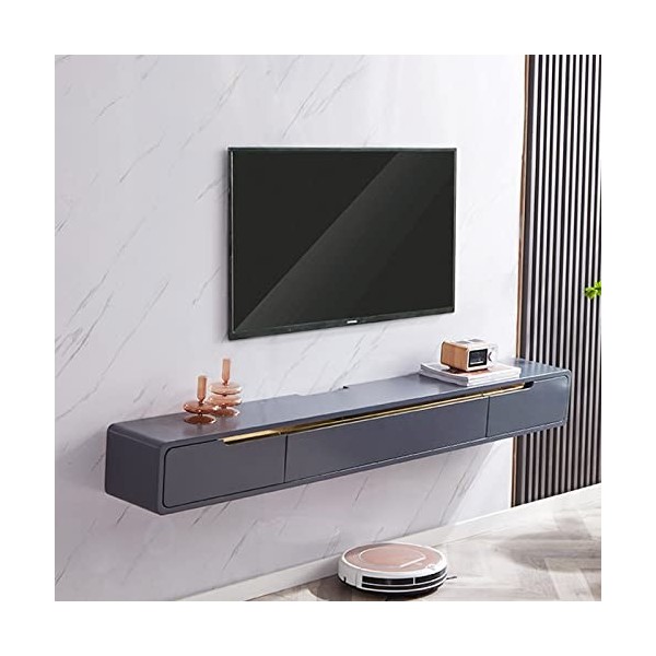 Meuble TV Mural Meuble TV Flottant - Console multimédia Murale avec 2 tiroirs, Meuble TV pour Centre de Divertissement Flotta