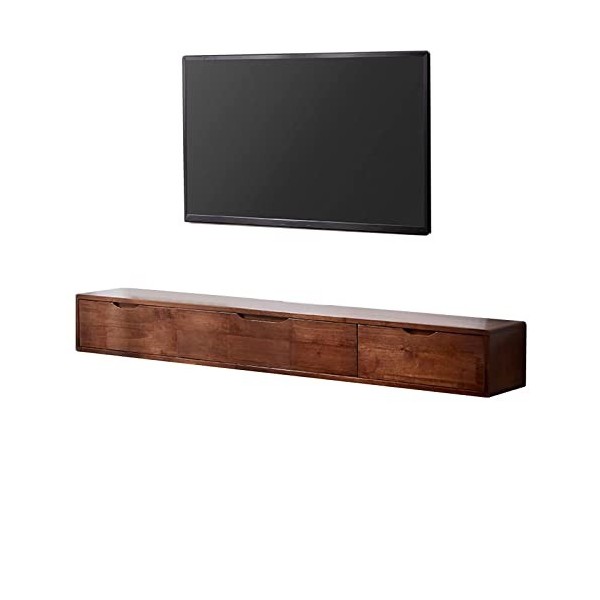 FPIGSHS Meuble TV Flottant Fixé Au Mur - Bois Massif Meuble TV Suspendu,120/140cm Rustique Table Console Multimédia Murale po