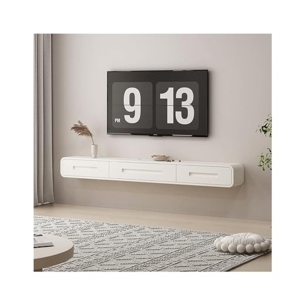 Meuble TV Suspendu Étagère TV murale, composants darmoire de console multimédia flottante, support de télévision, deux tiroi
