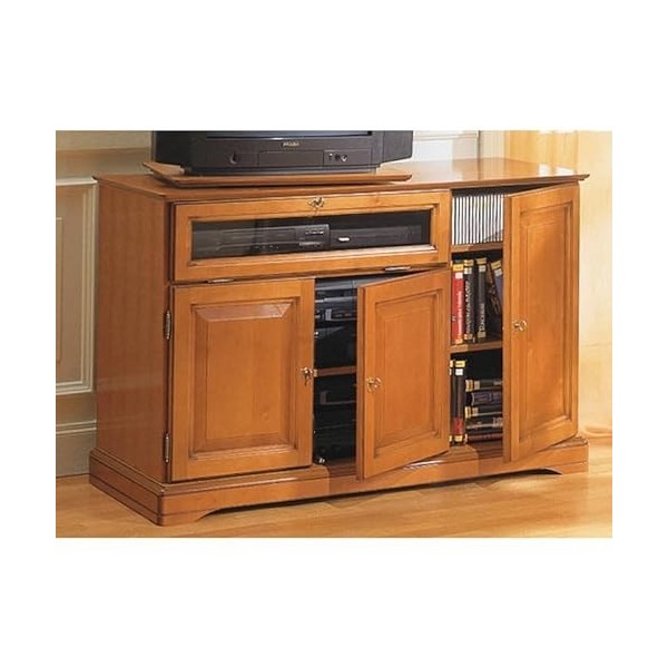 Générique Meuble TV HiFi Grand Ecran Plaqué Merisier, Bois, 46,5x120,5x77 cm