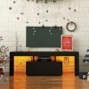 JOYSOURCE Meuble TV LED noir brillant avec lumières LED RVB - Meuble TV en bois pour jeux vidéo - Meuble TV de 55/60" - Meubl