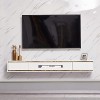 XIBANY Meuble TV Mural Console TV Flottante avec 2 Tiroirs, Meuble TV Flottant de 47,2 Pouces, pour Décodeurs Câbles/Routeurs