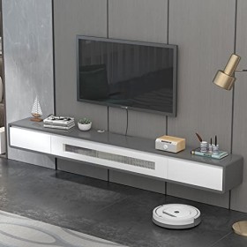 Meuble TV Mural Console multimédia Murale avec 2 Tiroirs, Meuble TV Mural Flottant de 55,1 Pouces, Étagère TV Flottante Centr