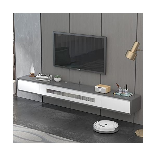 Meuble TV Mural Console multimédia Murale avec 2 Tiroirs, Meuble TV Mural Flottant de 55,1 Pouces, Étagère TV Flottante Centr