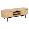 LOLAhome Meuble TV ovale en bois de manche naturel stratifié 140 x 40 x 48 cm