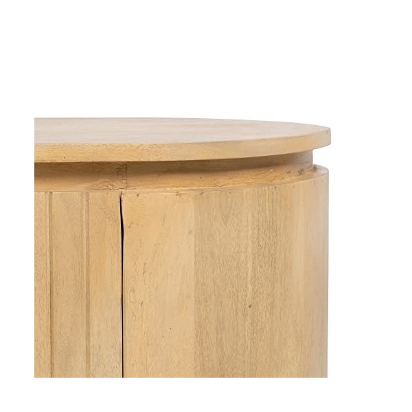 LOLAhome Meuble TV ovale en bois de manche naturel stratifié 140 x 40 x 48 cm