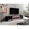 BB Loisir Meuble TV 180x39x33 cm Noir Mat ROLLI avec cheminée intégrée Blanche Meuble Hi-FI à susprendre ou á Poser