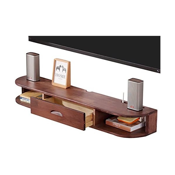 HeEdz Étagère à Composants de Support Flottant, Console Murale 120, étagère vidéo Woodeno, pour chambre/salon/B/120Cm