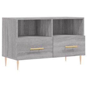 Meuble TV Sonoma Gris 80x36x50 cm Bois dingénierie - Table TV Support de Télévision en Bois pour Salon Chambre Salle à Mange