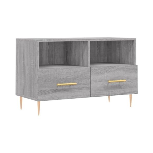 Meuble TV Sonoma Gris 80x36x50 cm Bois dingénierie - Table TV Support de Télévision en Bois pour Salon Chambre Salle à Mange