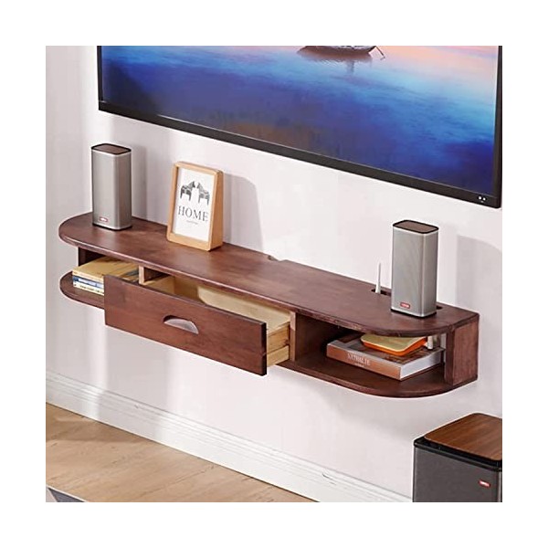 HeEdz Étagère à Composants de Support Flottant, Console Murale 120, étagère vidéo Woodeno, pour chambre/salon/B/120Cm