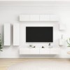 Gecheer Ensemble de Meuble TV 8 pièce Blanc Brillant Aggloméré Banc TV, Support de Télévision pour Salon, Chambre Meubles de 