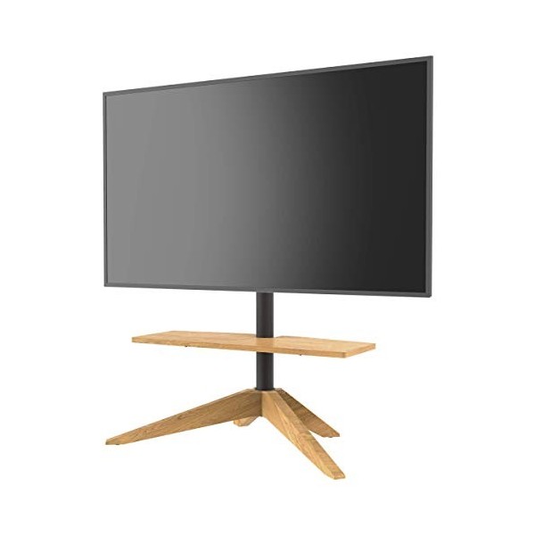 Cavus Cross 120 Meuble TV design avec étagère en chêne massif européen 120 ° pivotant standard pour TV 81,3-65" à 30 kg