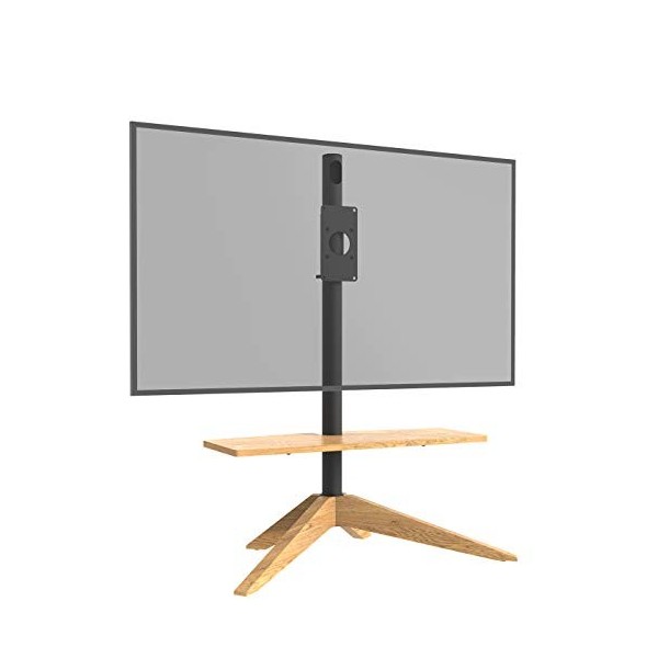 Cavus Cross 120 Meuble TV design avec étagère en chêne massif européen 120 ° pivotant standard pour TV 81,3-65" à 30 kg