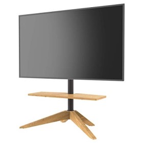 Cavus Cross 120 Meuble TV au sol avec étagère – Chêne européen massif – Pivotant à 120° pour TV 32-65" jusquà 30 kg