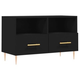 Meuble TV Noir 80x36x50 cm Bois dingénierie - Meuble TV, Armoire Basse Centre, Support Télé pour Salon Chambre,