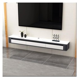 Meuble TV Suspendu Console TV murale flottante moderne de 63 pouces avec 2 tiroirs et étagère, meuble TV peu encombrant, meub