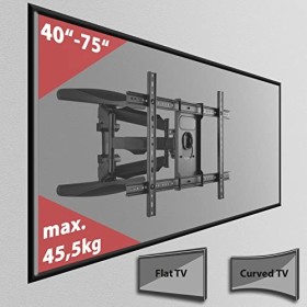 Poppstar Support TV Mural Pivotant Extra Fort 40″-75″ pour Ecrans Plats et Courbés jusquà 45,5kg VESA Max. 600x400 Support