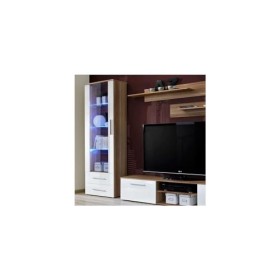 Meuble TV GALINO Design, Coloris Prunier et Blanc Brillant. Meuble Moderne et Tendance pour Votre Salon.