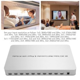 Contrôleur de Mur Vidéo, 3x3 1080 60HZ Chaque Sortie, Contrôleur de Mur Vidéo à Commande Vocale et Lecteur avec Répartiteur d