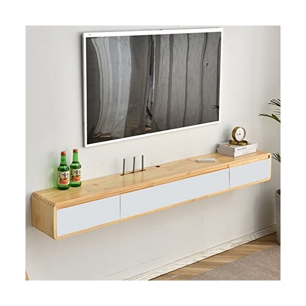 Meuble TV mural 55,1 pouces Meuble TV flottant moderne fixé au mur, console multimédia du centre de divertissement, étagère d