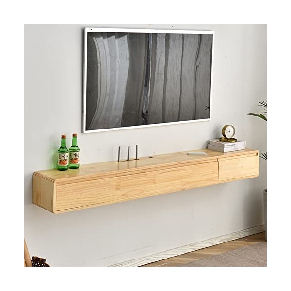 Meuble TV mural 55,1 pouces Meuble TV flottant moderne fixé au mur, console multimédia du centre de divertissement, étagère d