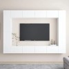 lvssiao Meuble TV pour salon avec 8 pièces en aggloméré Blanc très résistant Module TV pour chambre à coucher salon