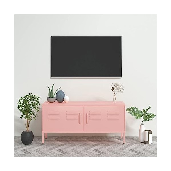 SHAPLE Meuble TV rose 105x35x50cm meuble acier