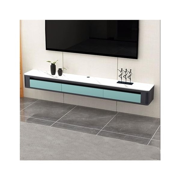 Meuble TV bas Console TV murale flottante moderne de 63 pouces avec 2 tiroirs et étagère, meuble TV peu encombrant, meuble TV
