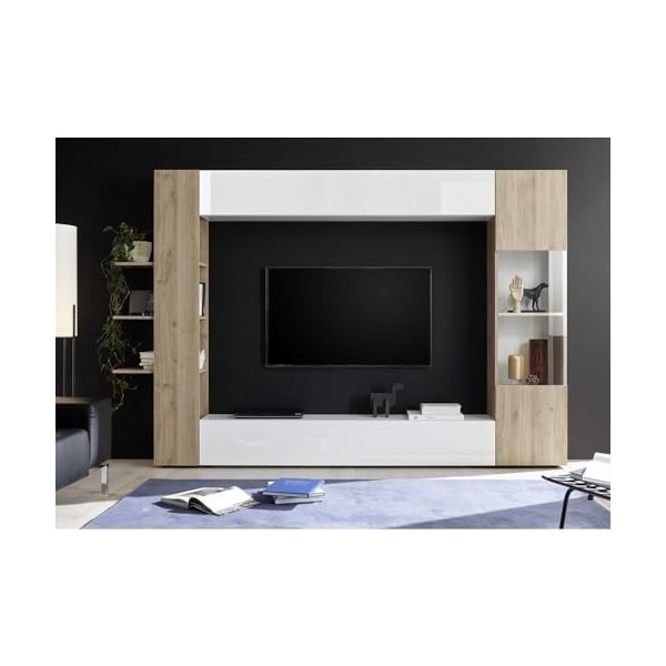 PRICE FACTORY just for you Composition de Meubles de Salon Design avec Nombreux rangements Collection Vasco. Coloris Blanc la