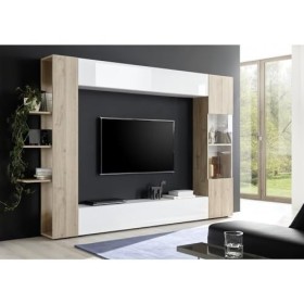 PRICE FACTORY just for you Composition de Meubles de Salon Design avec Nombreux rangements Collection Vasco. Coloris Blanc la