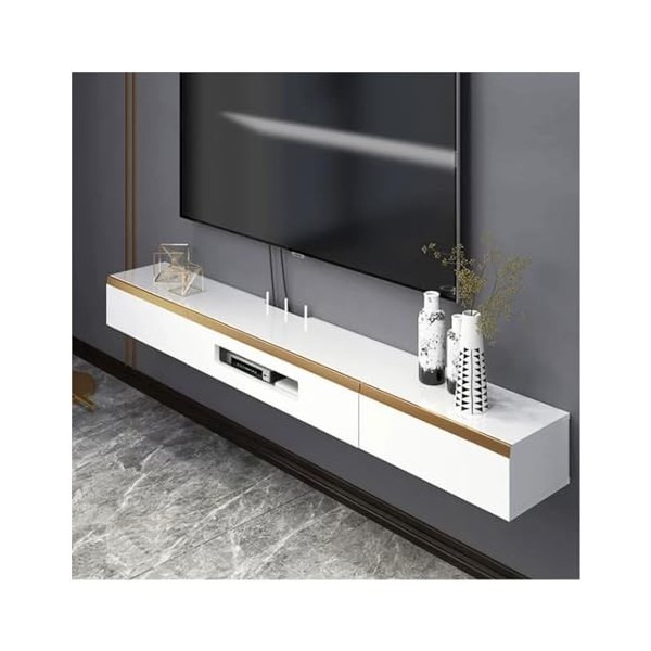 Support mural pour TV Meuble TV flottant à suspendre au mur, centre de divertissement mural et étagère darmoire, console TV 