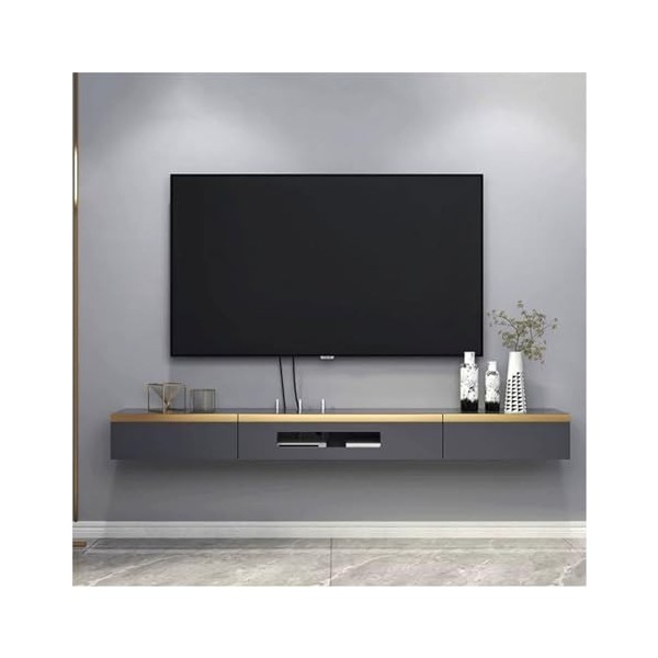 Support mural pour TV Meuble TV flottant à suspendre au mur, centre de divertissement mural et étagère darmoire, console TV 