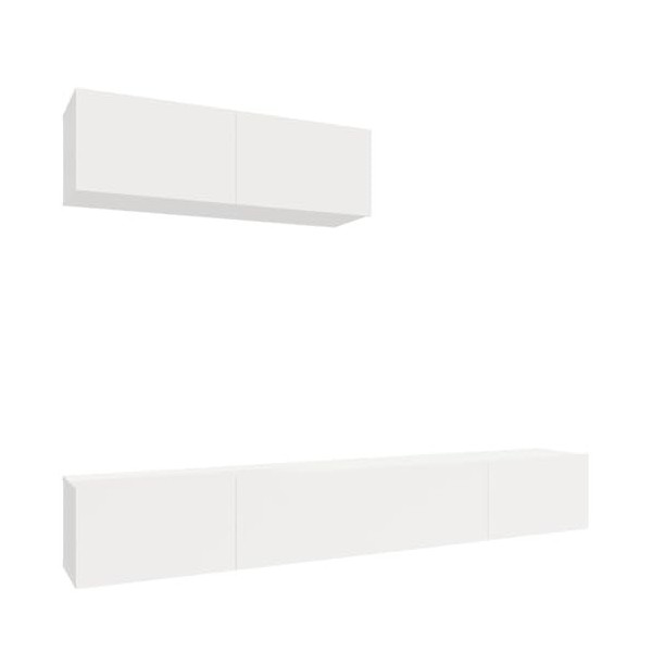 Home Hardware Businese Meuble TV 3 pièces en bois Blanc brillant