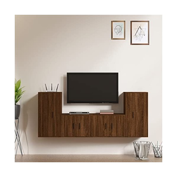 SHAPLE Home Hardware Businese Meuble TV 4 pièces Chêne Marron