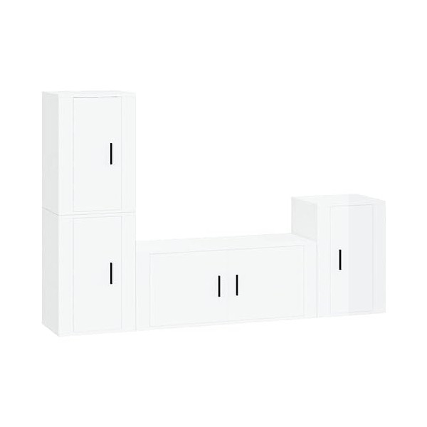 TEKEET Home Hardware Businese Meuble TV 4 pièces en bois Blanc brillant