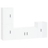 TEKEET Home Hardware Businese Meuble TV 4 pièces en bois Blanc brillant