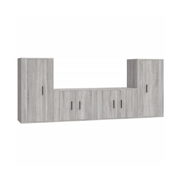 WOODEY Meuble TV 4 pièces Gris Sonoma Meuble en bois dingénierie