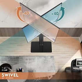 Support TV Universel sur Pied, pivotant à 80°, réglable en Hauteur, Peu encombrant pour TV, LCD, LED, OLED de 27 à 55’’, Parf