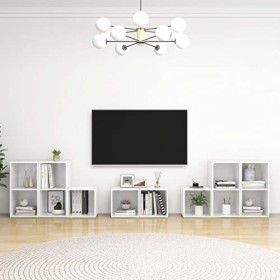 TEKEET Home Hardware Businese Meuble TV 8 pièces en bois Blanc brillant
