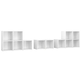 TEKEET Home Hardware Businese Meuble TV 8 pièces en bois Blanc brillant