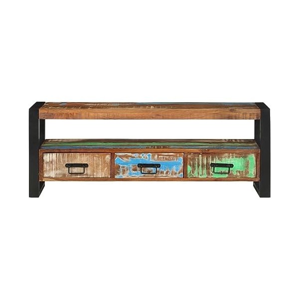 RAUGAJ Home Hardware Businese Meuble TV en bois massif recyclé 120 x 30 x 45 cm