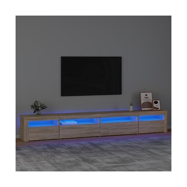 TEKEET Home Hardware Businese Meuble TV avec lumières LED Chêne Sonoma 270 x 35 x 40 cm