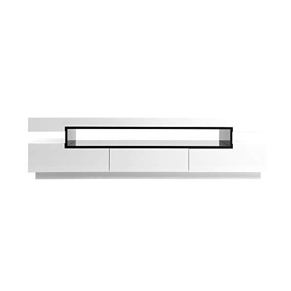 Miliboo Meuble TV Design Blanc laqué Brillant L200 cm LIVO