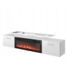 Meuble TV Blanc Brillant 190x49x37cm avec Cheminée chauffante intégrée ROXA à Poser