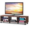 COSTWAY Meuble TV Moderne Mobiles avec 6 Roues pour TV 50" au Max, Banc TV 5 Etagères Ouverts Surface Anti-Rayures 150x32x40c