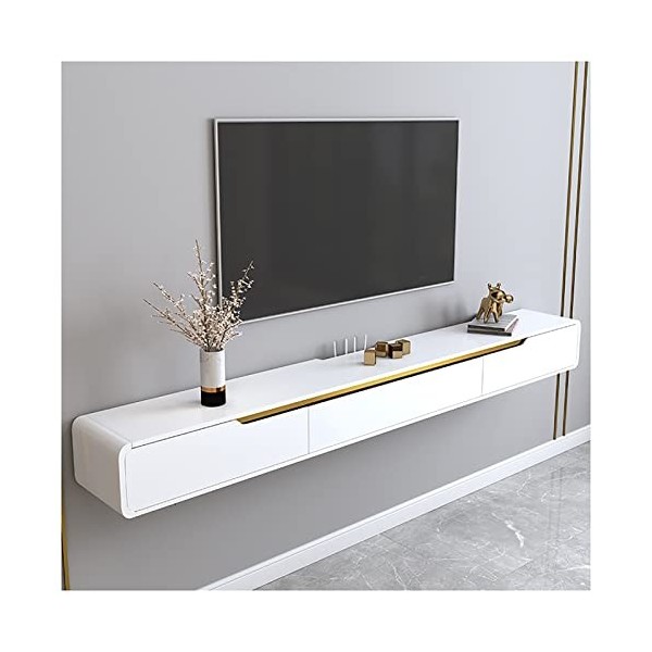 Meuble TV Flottant, Meuble TV Mural, Huche de Rangement pour Console multimédia sous TV, étagères de Composants de Stockage, 