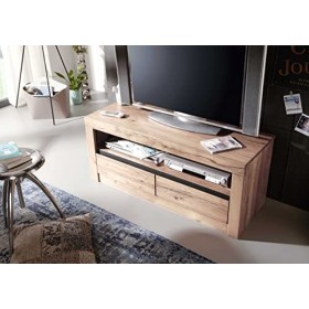 Meuble TV - Bois Massif de chêne Lombard huilé Bianco - MONTREUX 203